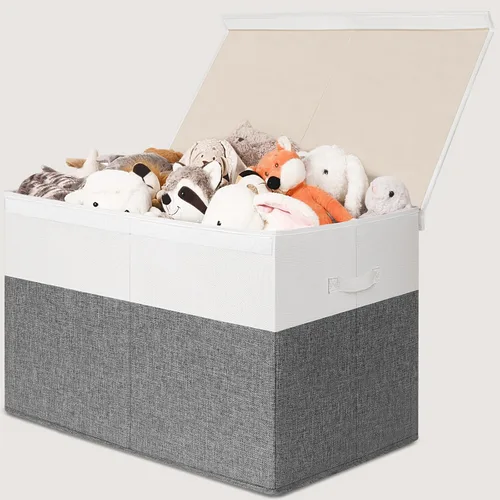 Miniatura 12 de INDRESSME Caja de juguetes de 25 x 13 x 16 pulgadas, organizador de almacenamiento de juguetes con tapa, plegable, resistente, contenedor
