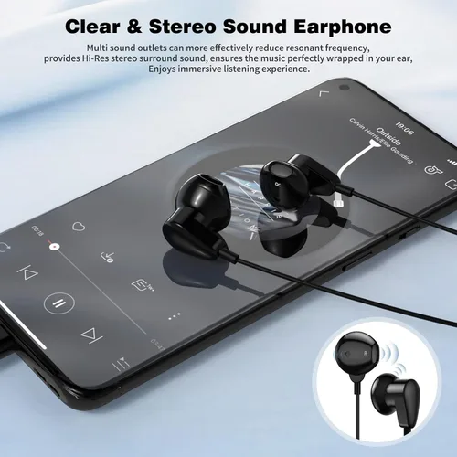 Miniatura 3 de ACAGET Auriculares USB tipo C para Samsung Galaxy S26 Ultra S25 S24 FE S23 S22 Z Fold 6 Flip 5 Auriculares estéreo de alta fidelidad con micrófono
