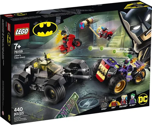 LEGO DC Batman Joker's Trike Chase 76159 Super-Hero - Juego de autos y motocicletas, mini juguete de disparo para fanáticos de Batman, Robin, The