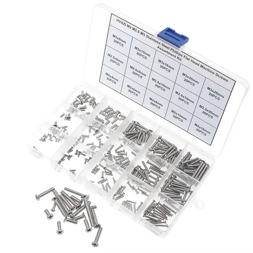 Miniatura 2 de Juego de tornillos de máquina de acero inoxidable M2, M2.5, M3 con cabeza Phillips y plana
