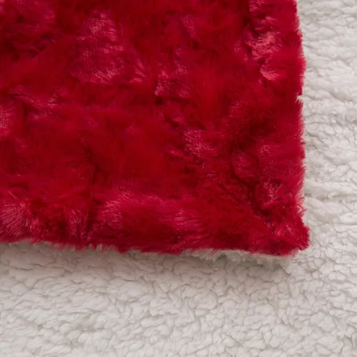 Miniatura 9 de DaDa Bedding Manta de Tiro Romántica de Piel Sintética Roja para San Valentín - Corazones Encantadores Mullidos Felpa Sherpa en el Reverso con Forro