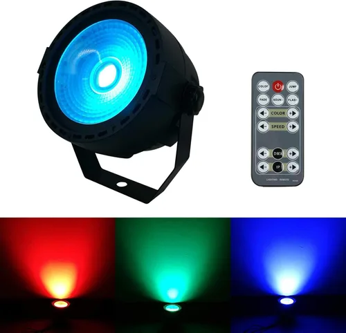 SHEHDS Luces LED de 30 W COB Wash RGB 3 en 1 luces de fiesta con control remoto y DMX, activado por sonido para bodas, Navidad, espectáculos de