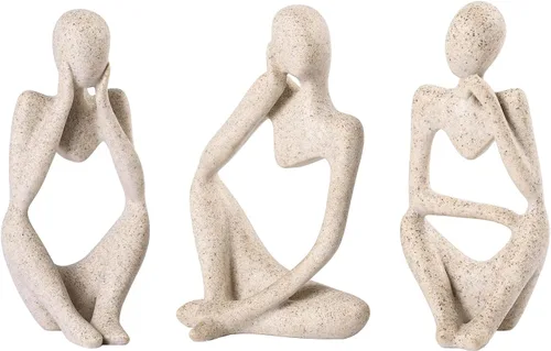 Miniatura 15 de BMLCGJ Estatua del pensador dorada, escultura de arte abstracto decorativa, figuras coleccionables de resina dorada para decoración del hogar, sala