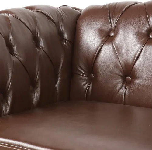Miniatura 5 de RARZOE Chesterfield - Sillas Chesterfield de piel sintética, silla Chesterfield con botones de cuero copetudo con brazos enrollados y ribete