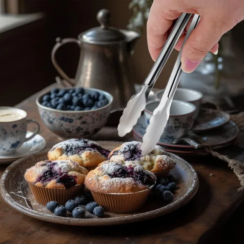 Miniatura 4 de Paquete de 12 pinzas pequeñas para servir, XEVOM pinzas de acero inoxidable para azúcar, mini pinzas para aperitivos, pinzas de cocina de metal