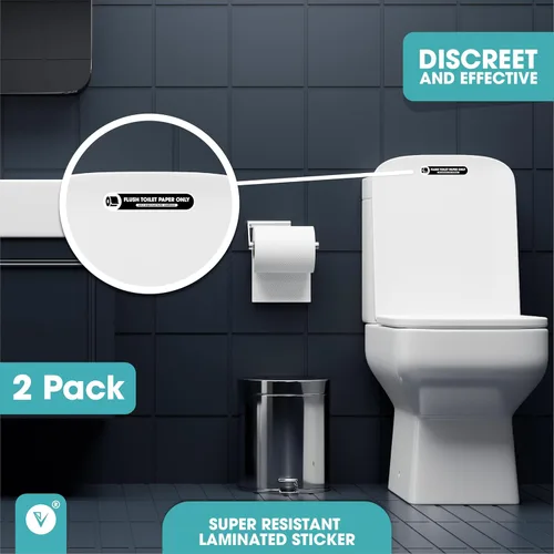 Miniatura 2 de Letrero de solo papel higiénico al ras Adhesivo negro mate para decoración de baño Letreros de baño Esenciales para anfitriones e invitados