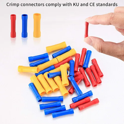 Miniatura 4 de Kit de conectores eléctricos a tope de 150 piezas, conectores de cable de crimpado de empalme a tope, varios terminales de cable rectos eléctricos
