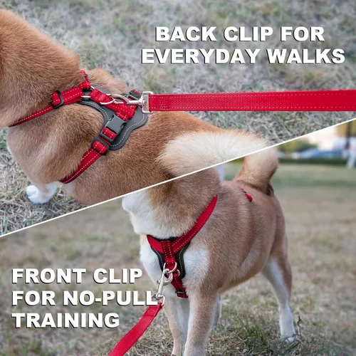Miniatura 3 de Plutus Pet Arnés ajustable sin tirones para perro con detalles de cuero, chaleco de nailon reflectante resistente para entrenamiento, senderismo