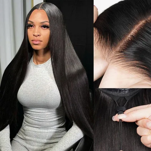 Miniatura 16 de Pelucas de cabello humano lacio de 20 pulgadas con encaje frontal de 13 x 6 pulgadas para mujeres negras, predepiladas con línea capilar natural