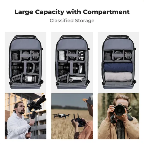 Miniatura 2 de K&F CONCEPT Mochila para cámara de hombro para fotógrafos, estuche rígido para cámara, mochila multifunción para fotografía con compartimento