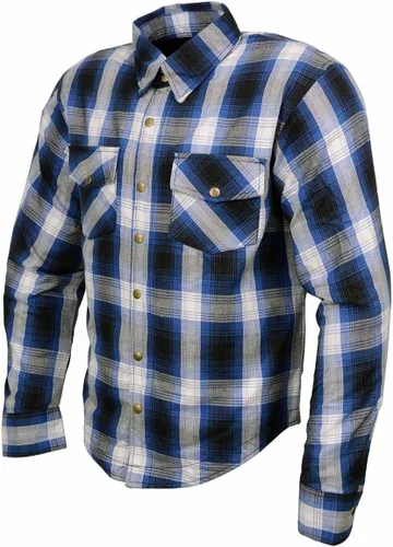 Miniatura 11 de Camisa de motociclista Milwaukee Leather para hombre, de franela a cuadros con fibra de aramida y armadura, Mediana MPM1654