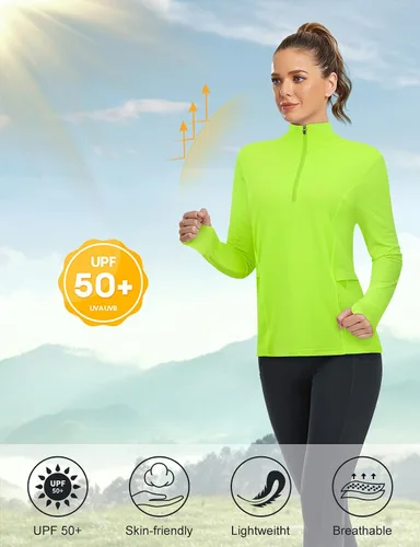 Miniatura 4 de Misyula - Camisetas de golf para mujer, con cremallera de 14, protección solar, secado rápido, tenis, correr, atletismo, entrenamiento