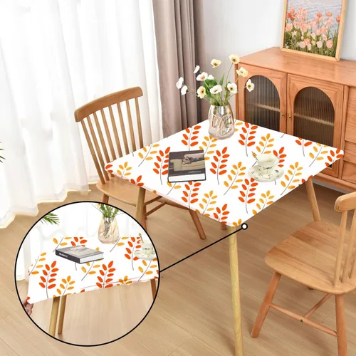 Miniatura 69 de Mantel ajustado blanco con elástico para mesas plegables de 48x48 pulgadas, manteles lavables y elásticos de elastano para mesas de cartas, manteles