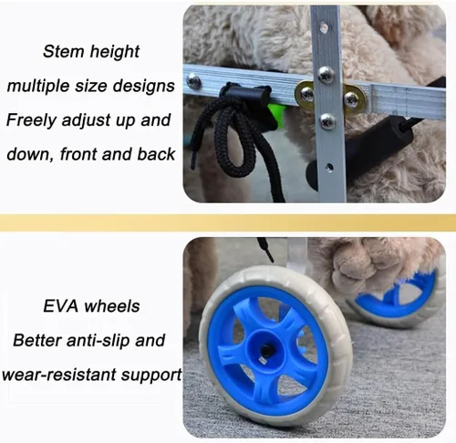 Miniatura 4 de Adjustable Dog Wheelchair for Back Legs - Lightweight 2-Wheel Pet Cart for Disabled Dogs, Durable Aluminum Pet Mobility Aid for Hind Leg Support and