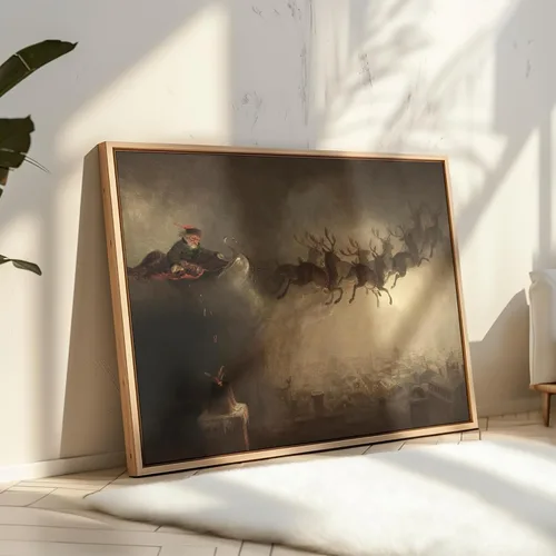 Miniatura 4 de Poster Master Póster vintage de Papá Noel, impresión retro de Navidad, arte navideño, arte de trineo de reno, regalo para hombres y mujeres