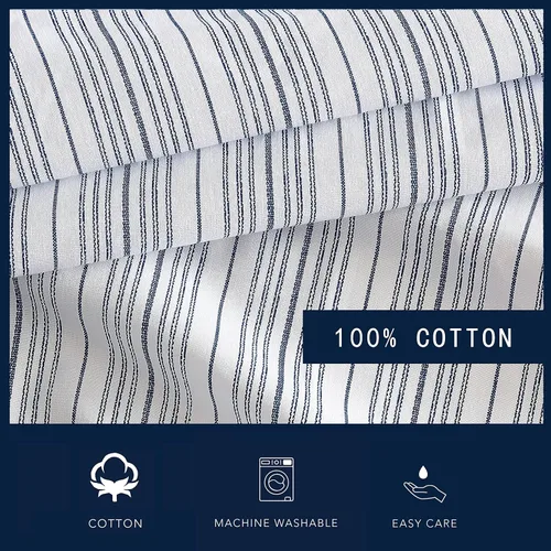 Miniatura 4 de Nautica Sábana bajera ajustable de tamaño individual, ropa de cama de percal de algodón crujiente, sábana ligera y transpirable, bolsillo profundo