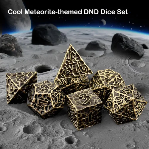 Miniatura 4 de Haxtec - Juego de dados de metal DND, dados poliédricos D&D compatibles con Dungeons and Dragons, regalo TTRPG, dados de metal bronce antiguo