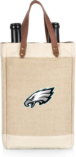 Miniatura 12 de PICNIC TIME NFL Pinot - Jute 2 Bottle Insulated Wine Bag - Wine Tote Bag - Wine Gift Bag, (Beige)