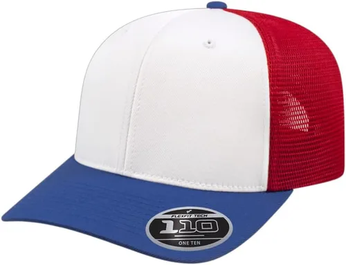 Miniatura 97 de Cap America i8502 Flexfit 110 Premium - Gorra de camionero de perfil medio con 6 paneles de malla trasera con protección UV y cierre ajustable Azul