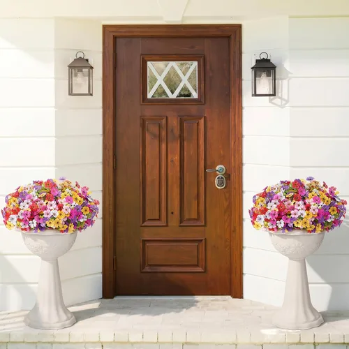 Miniatura 4 de Lifewit Flores artificiales para interiores y exteriores, 12 paquetes de flores falsas de plástico con hojas de eucalipto para decoración del jardín