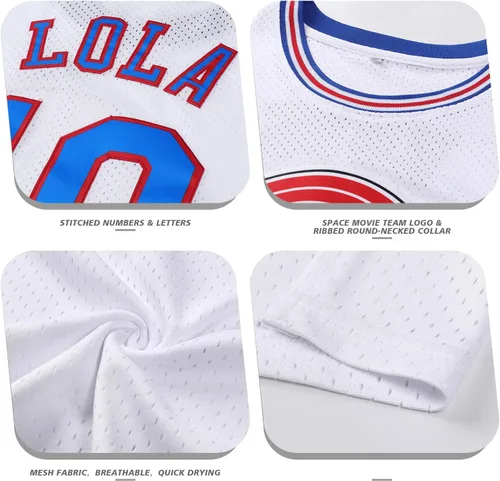 Miniatura 2 de Jersey de baloncesto para hombre, Lola#10 Bugs#1 camisetas de película espacial de los años 90 para HalloweenNavidad, deportes, hip hop, fiesta