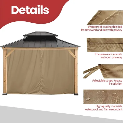 Miniatura 5 de Coastshade Panel de toldo de pérgola de repuesto para pérgola de 8 pies, paneles de privacidad para cenadores con 10 anillos de cortina y ganchos