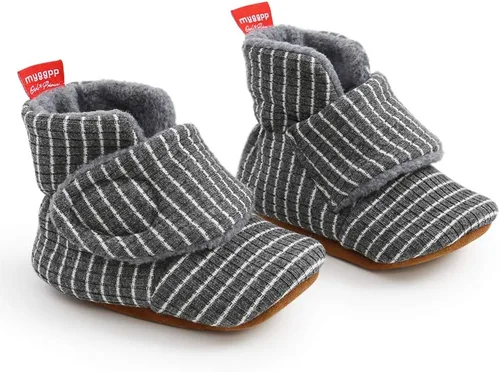 Miniatura 5 de Timatego Botines para recién nacidos, para bebés, niños y niñas, antideslizantes, suela suave, cálidos, para invierno, para casa, zapatos de cuna