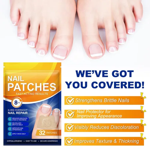 Miniatura 2 de Parches de uñas, 32 parches para el cuidado de las uñas de los pies para uñas secas, débiles y agrietadas, uñas profundamente hidratantes, protegen