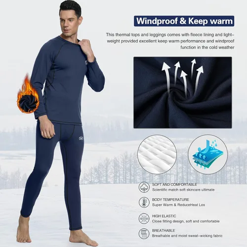 Miniatura 5 de mens Compression Base Layers Long Johns Winter Gear With Fleece Lined for Skiing