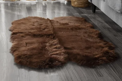 Miniatura 24 de Alfombra de piel sintética suave y sedosa, 2 x 3 pies, alfombra negra esponjosa, alfombra de piel de oveja, alfombra lanuda para sala de estar