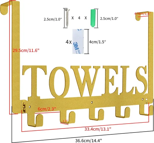 Miniatura 5 de Ganchos para Colgar sobre la Puerta, Soporte para Toallas para Baño, Toallero de Montaje en Puerta, Ganchos para Toallas para Dormitorio Cocina