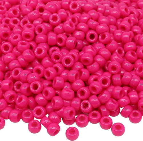Miniatura 26 de 1000Pcs Cuentas de Pony 9mm Verde Plástico Barril Cuentas de Pony para Collar, Cuentas de Pelo para Trenzas, Cadena de Llavero, Fabricación