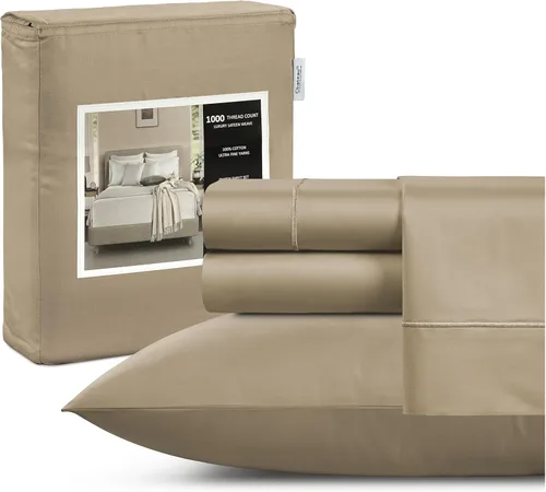 Miniatura 11 de Juego de sábanas 100% algodón para cama King, juego de sábanas certificadas de 1000 TC con bolsillo profundo, juego de sábanas y fundas de almohada