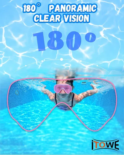 Miniatura 6 de Gafas de natación para niños con correa de tela para niños de 3 a 15 años, gafas de natación a prueba de fugas con cubierta nasal, vista clara