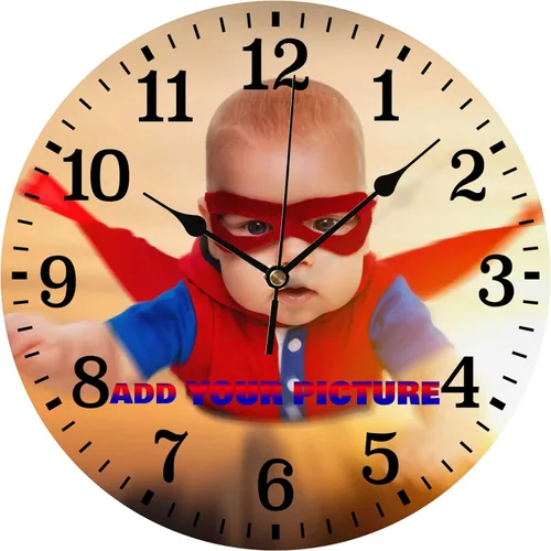 Miniatura 11 de Reloj de pared personalizado, reloj personalizado con texto de 4 imágenes, reloj de fotos silencioso redondo personalizado de PVC, regalos