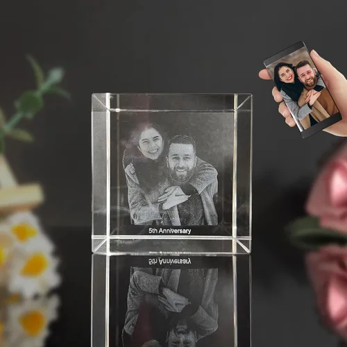 Foto de cristal 3D, marco de fotos cuadrado personalizado de cristal, grabado personalizado con tu propia foto, regalo personalizado de aniversario,