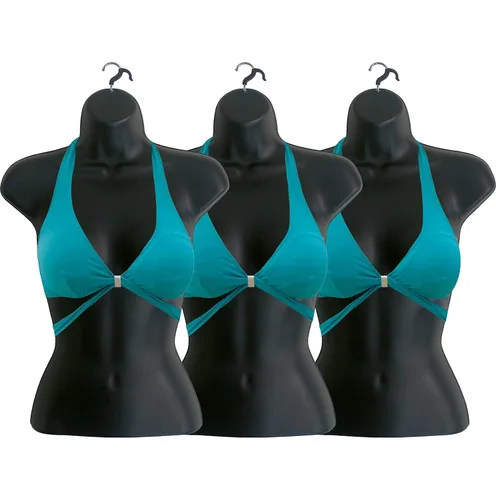 Miniatura 30 de Maniquí femenino con espalda hueca y cuerpo apilable con ganchos para colgar para exhibición de camisetas, encimera, ferias de manualidades, fotos