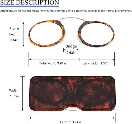 Miniatura 2 de REAVEE Paquete de 2 lentes de lectura con clip de nariz sin brazos para hombres y mujeres, sin sienes, delgados y compactos, ultra delgados con mini