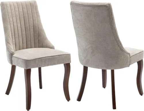 Juego de 2 sillas de comedor, cómodas sillas decorativas tapizadas en tela para cocina y sala de estar, sillas de comedor con acolchado acanalado y