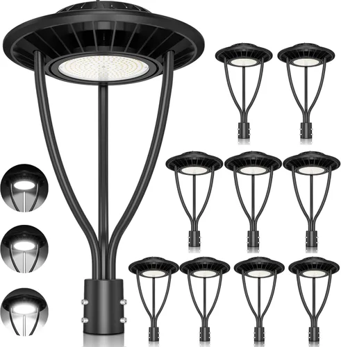 Miniatura 10 de ADUB Luces LED de poste de 60 W, 48 W, 36 W, potencia ajustable, ETL 5000 K, luz superior LED con fotocélula IP65, luces de poste para exteriores