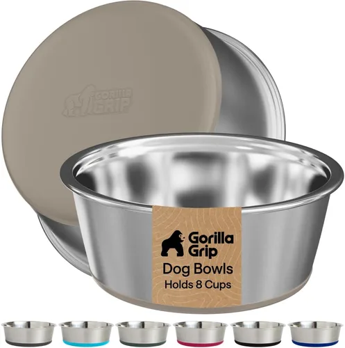 Miniatura 35 de GORILLA GRIP Tazones para perros, acero inoxidable 304 de grado alimenticio, capacidad para 2 tazas cada uno (16 onzas líquidas) para alimentos