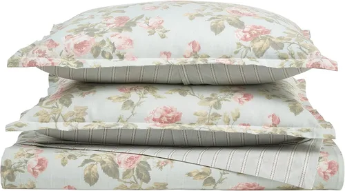 Miniatura 7 de Laura Ashley Home - Juego de funda de edredón individual, ropa de cama de algodón reversible con funda a juego, decoración del hogar transpirable