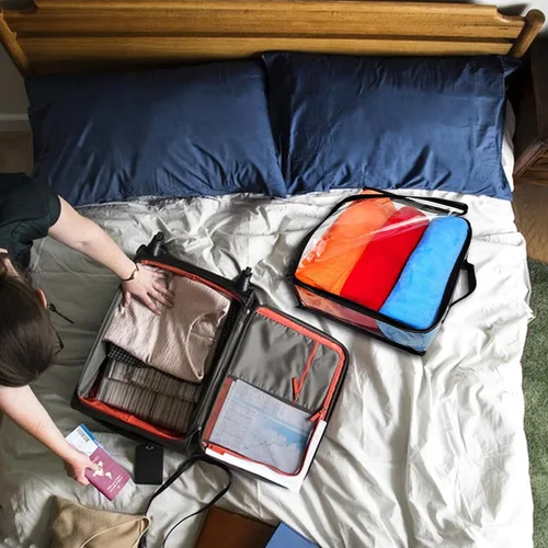 Miniatura 4 de 10 cubos grandes de embalaje de viaje transparente, bolsas de almacenamiento de vinilo transparente con cremallera, bolsa de plástico