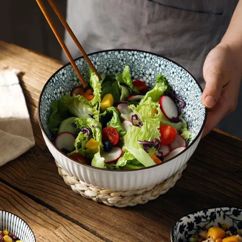 Miniatura 3 de Houlu Tazones Pho de 60 onzas, tazón grande de sopa, juego de cuencos de ramen japonés, cuencos de porcelana grandes de 8 pulgadas, juego de 3