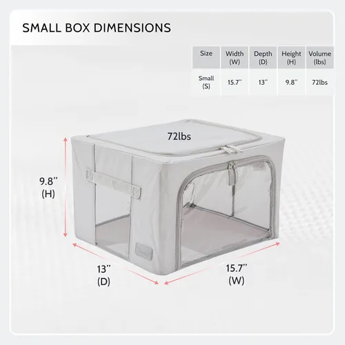 Miniatura 7 de Periea Beau - Paquete de 2 cajas de almacenamiento de 74 L (20.9 x 15.7 x 13.8 in), plegables y apilables de tela, bolsas de almacenamiento