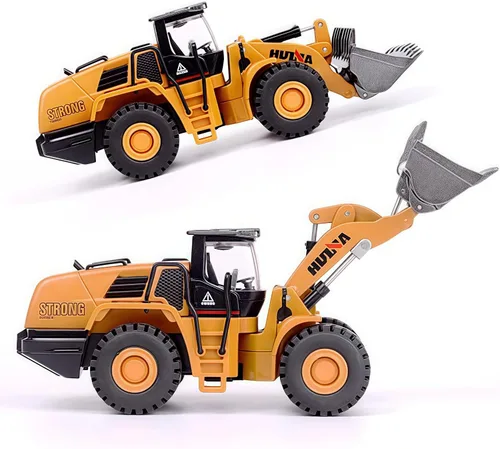 Miniatura 8 de Gemini&Genius Cargador de ruedas de alta resistencia, juguetes para vehículos de construcción a escala 1:60, niveladora fundida a presión, pala