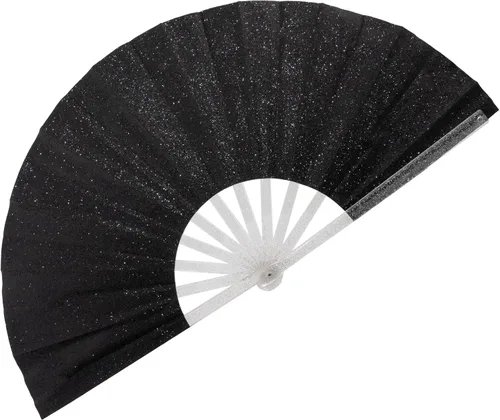 Miniatura 23 de 2 ventiladores plegables grandes de mano para hombres y mujeres, abanicos decorativos plegables, accesorios rave, utilizados para bailes, fiestas