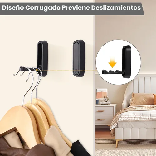 Miniatura 5 de Dntorx Ganchos plegables de pared, 2 piezas ganchos plegables negros para abrigos de alta resistencia, gancho plegable, ganchos para toallas