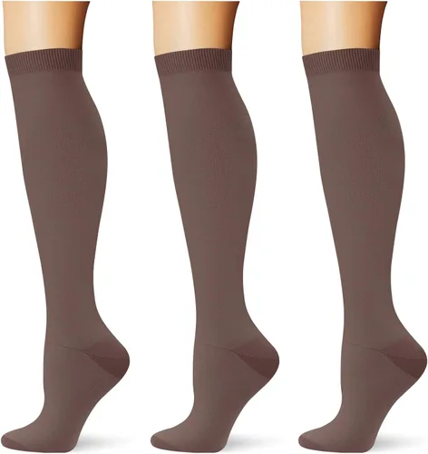 Miniatura 34 de (3 pares) Calcetines de compresión 20-30 mmHg, calcetines largos hasta la rodilla para mujeres y hombres, soporte atlético, para viajes y uso diario