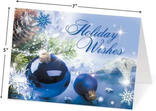 Miniatura 2 de Tarjetas de Navidad con imágenes coloridas azules de Colorful Images con sellos de sobres a juego, juego de 24 tarjetas, 5 x 7 plegadas, paquete